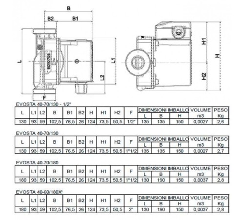 Насос циркуляционный бытовой DAB EVOSTA 40-70/130 DPC 1/2