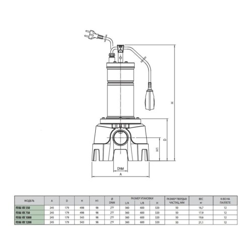 Насос фекальный DAB FEKA VX 1000 T-NA