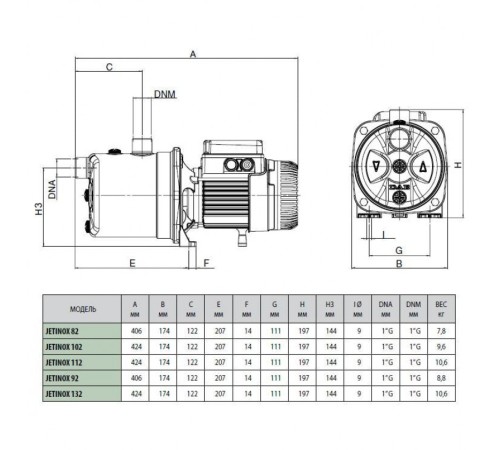 Насос самовсасывающий DAB JETINOX 132 T 60179415H, 60145275