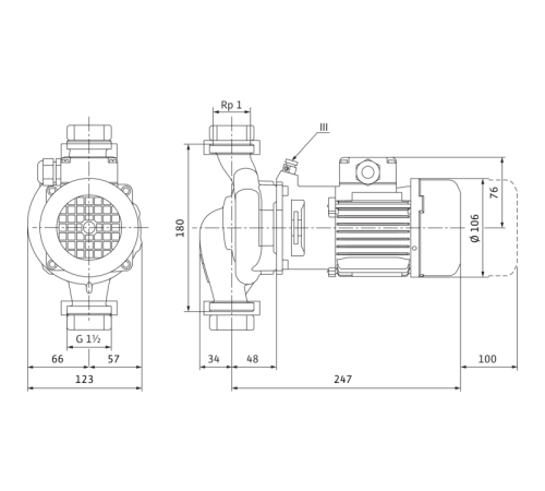 Циркуляционный насос с сухим ротором в исполнении Inline с фланцевым соединением Wilo VeroLine-IPL 25/70-0,12/2 2089569