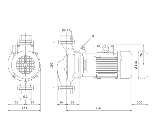 Циркуляционный насос с сухим ротором в исполнении Inline с фланцевым соединением Wilo VeroLine-IPL 30/70-0,12/2 2089573