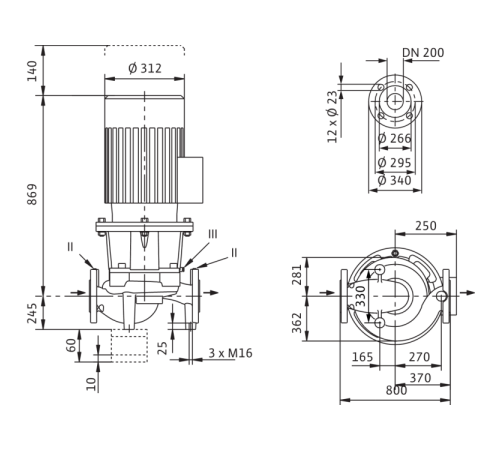 Циркуляционный насос с сухим ротором в исполнении Inline с фланцевым соединением Wilo CronoLine-IL 200/260-7,5/6 2120941,2088455