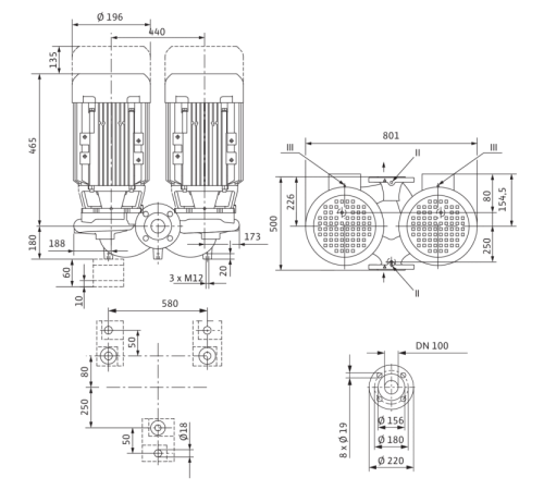 Циркуляционный насос с сухим ротором в исполнении Inline Wilo VeroTwin-DPL 100/175-3/4 2121238,2089634