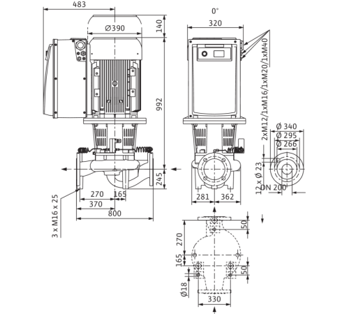 Циркуляционный насос с сухим ротором в исполнении Inline с фланцевым соединением Wilo CronoLine-IL-E 200/260-22/4 2153690,2144285