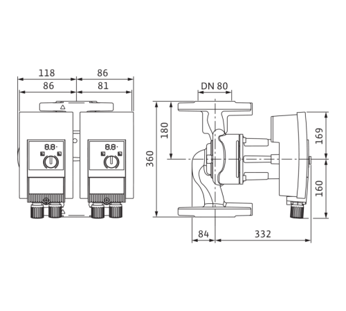 Циркуляционный насос Wilo YONOS MAXO-D 80/0,5-6 PN6 2163260