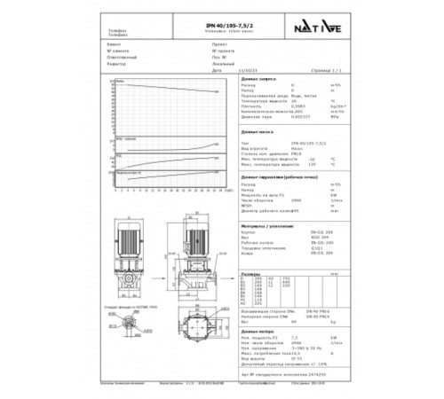 Циркуляционный насос Wilo Native IPN 40/195-7,5/2 2474250