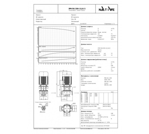 Циркуляционный насос Wilo Native IPN 50/250-22,0/2 2474260