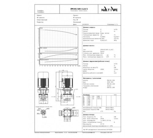 Циркуляционный насос Wilo Native IPN 65/185-11,0/2 2474266