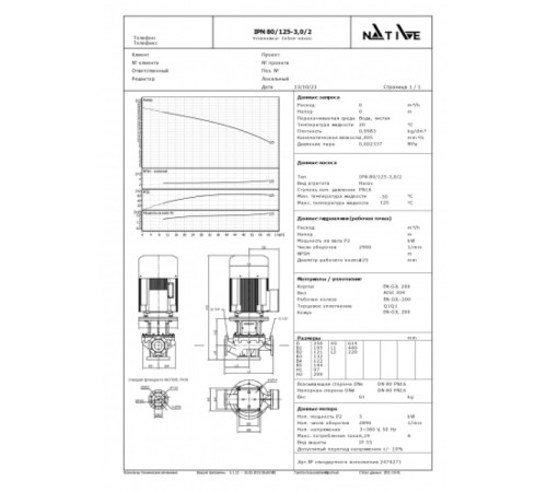 Циркуляционный насос Wilo Native IPN 80/125-3,0/2 2474271