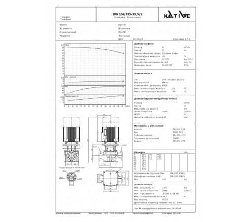 Циркуляционный насос Wilo Native IPN 100/185-18,5/2 2474284