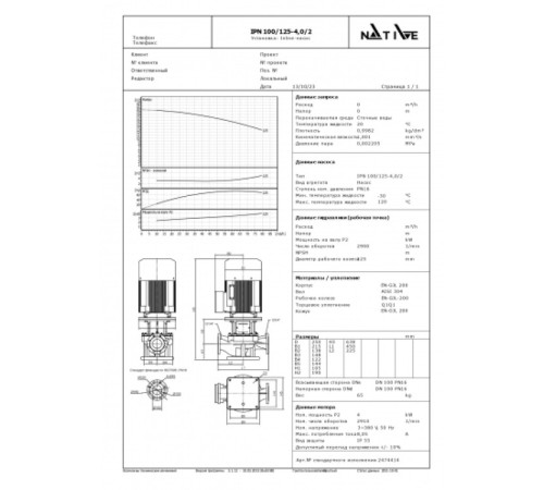 Циркуляционный насос Wilo Native IPN 100/125-4,0/2 2474414