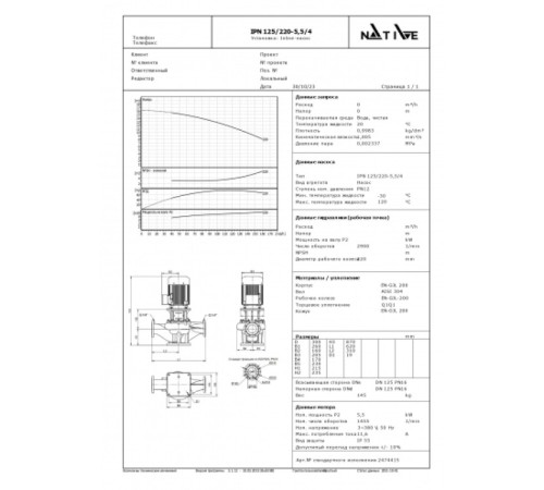 Циркуляционный насос Wilo Native IPN 125/220-5,5/4 2474415