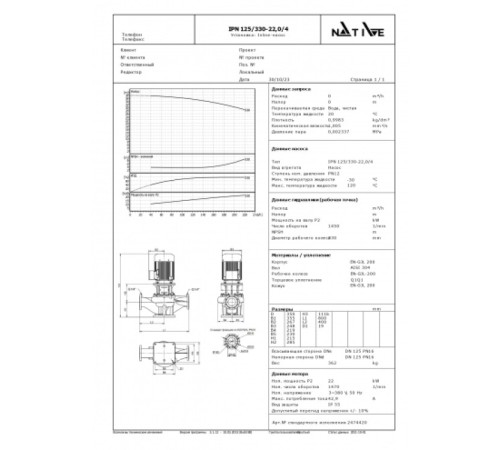 Циркуляционный насос Wilo Native IPN 125/330-22,0/4 2474420