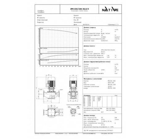 Циркуляционный насос Wilo Native IPN 150/330-30,0/4 2474427