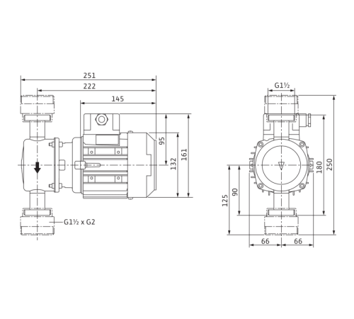 Циркуляционный насос с сухим ротором в исполнении Wilo Inline VeroLine IP-Z 25/2 DM 4090292