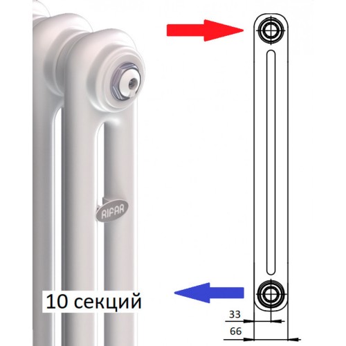 Стальной трубчатый радиатор RIFAR TUBOG TUB 3037 22 секции