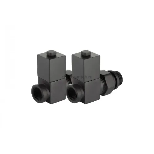 Набор дизайн-вентилей ROYAL THERMO CUBE прямой, черный, 1/2" (Роял Термо)