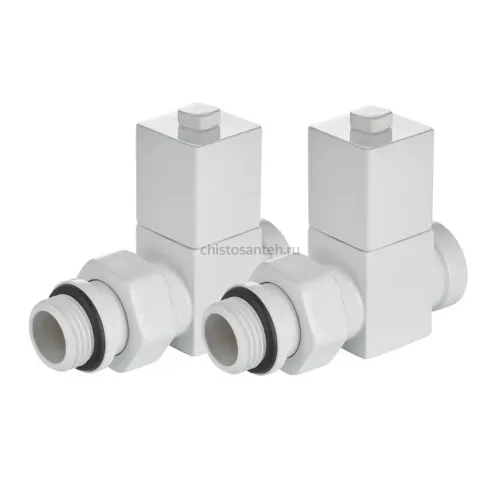 Набор дизайн-вентилей ROYAL THERMO CUBE прямой, белый, 1/2" (Роял Термо)