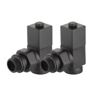 Набор дизайн-вентилей Royal Thermo CUBE, угловой (черный) 1/2"(Роял Термо)