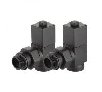 Набор дизайн-вентилей Royal Thermo CUBE, угловой (черный) 1/2"(Роял Термо)