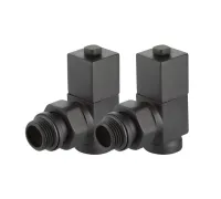 Набор дизайн-вентилей Royal Thermo CUBE, угловой (черный) 1/2"(Роял Термо)