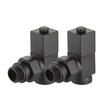 Набор дизайн-вентилей Royal Thermo CUBE, угловой (черный) 1/2"(Роял Термо)