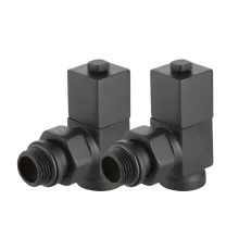 Набор дизайн-вентилей Royal Thermo CUBE, угловой (черный) 1/2"(Роял Термо)