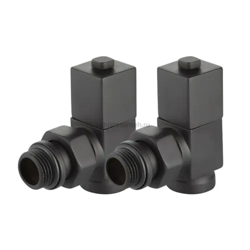 Набор дизайн-вентилей Royal Thermo CUBE, угловой (черный) 1/2"(Роял Термо)