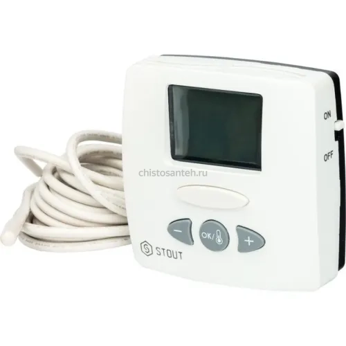 Термостат комнатный электронный WFHT-LCD с выносным датчиком STOUT
