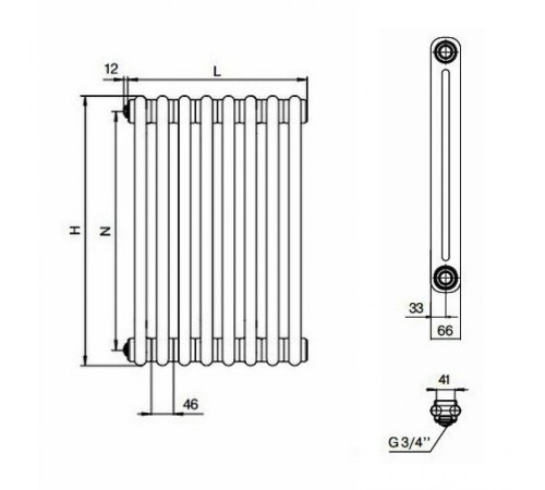 Стальной трубчатый радиатор RIFAR TUBOG TUB 2180 - 8 секций (Белый)