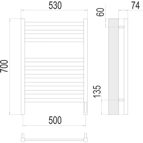 Енисей П9 500х700  электро (sensor quick touch) Полотенцесушитель TERMINUS