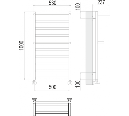 Хендрикс П10 500х1000 Полотенцесушитель TERMINUS