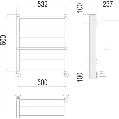 Анкона П6 500х600 Полотенцесушитель TERMINUS