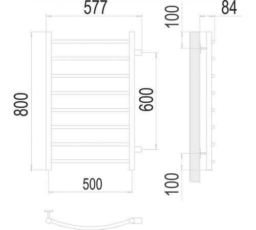 Классик П8 500х800 бп600 Полотенцесушитель TERMINUS