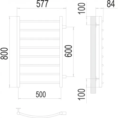 Классик П8 500х800 бп600 Полотенцесушитель TERMINUS