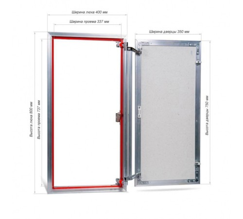Люк ревизионный под плитку Практика EuroFormat-R алюминиевый 400x800 мм скрытый нажимной