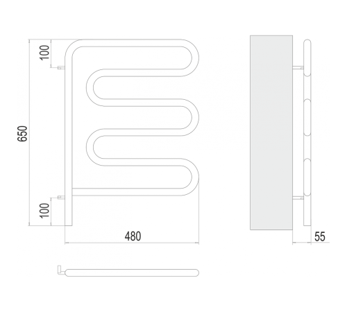 Электро 25 Ш-обр 450х570 поворотный Полотенцесушитель TERMINUS