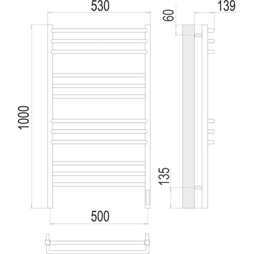 Соренто П12 500х1000 электро (sensor quick touch) Полотенцесушитель TERMINUS