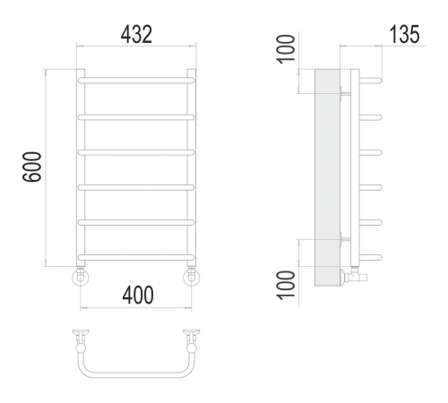 Стандарт П6 400х600  Полотенцесушитель TERMINUS