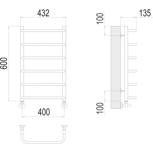 Стандарт П6 400х600  Полотенцесушитель TERMINUS