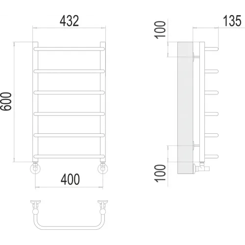 Стандарт П6 400х600  Полотенцесушитель TERMINUS