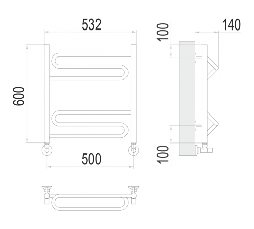 Юпитер П6 500х600 Полотенцесушитель TERMINUS