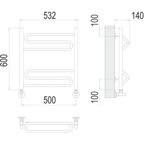 Юпитер П6 500х600 Полотенцесушитель TERMINUS