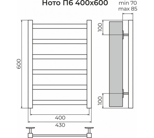 Ното П6 400х600 Полотенцесушитель TERMINUS