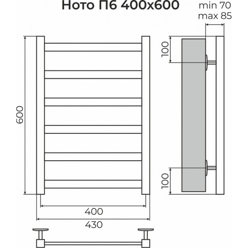 Ното П6 400х600 Полотенцесушитель TERMINUS