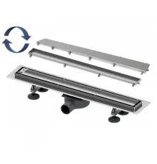 Комплект TECE TECElinus для монтажа дренажного канала 2 в 1 с основой для плитки tile и steel с мембраной Хром матовый 80 см, комплект 15103089 (ТЕЦЕ)