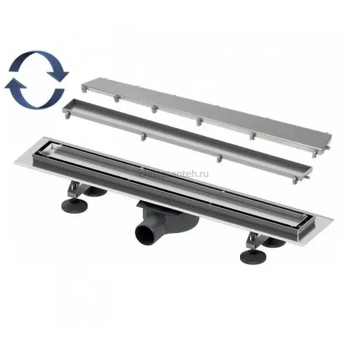 Комплект TECE TECElinus для монтажа дренажного канала 2 в 1 с основой для плитки tile и steel с мембраной Хром матовый 80 см, комплект 15103089 (ТЕЦЕ)