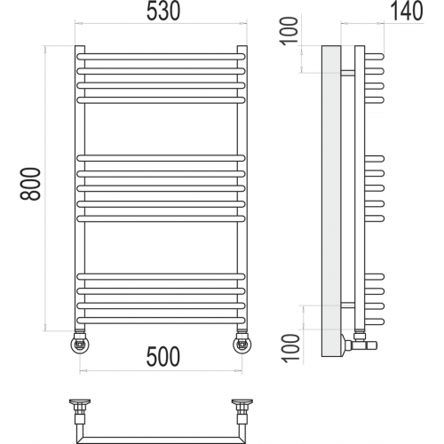 Арт П13 500х800 Полотенцесушитель TERMINUS