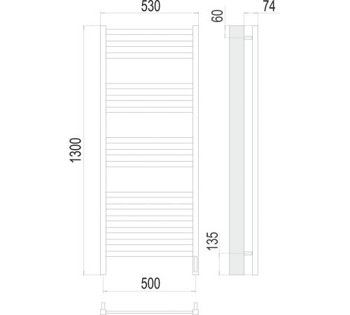 Енисей П15 500х1300  электро (sensor quick touch) Полотенцесушитель TERMINUS