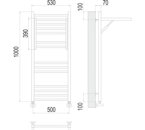 Валенсия П14 500х1000 Полотенцесушитель TERMINUS